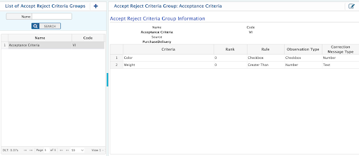 List of Accept Reject Criteria Group